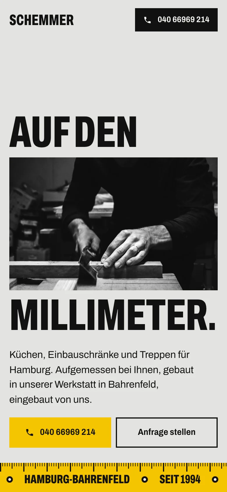 Die neue Website auf dem Handy
